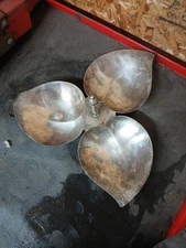 F B Rogers Vintage Silver Plated Three Leaf Dish Ball Footed Candy Dish