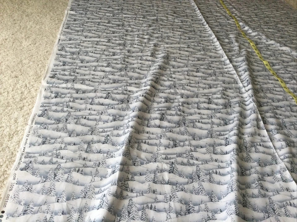 2 Yards Moda "Christmas Toile" Village Cotton Quilt Fabric White Trees - Image 4 of 4