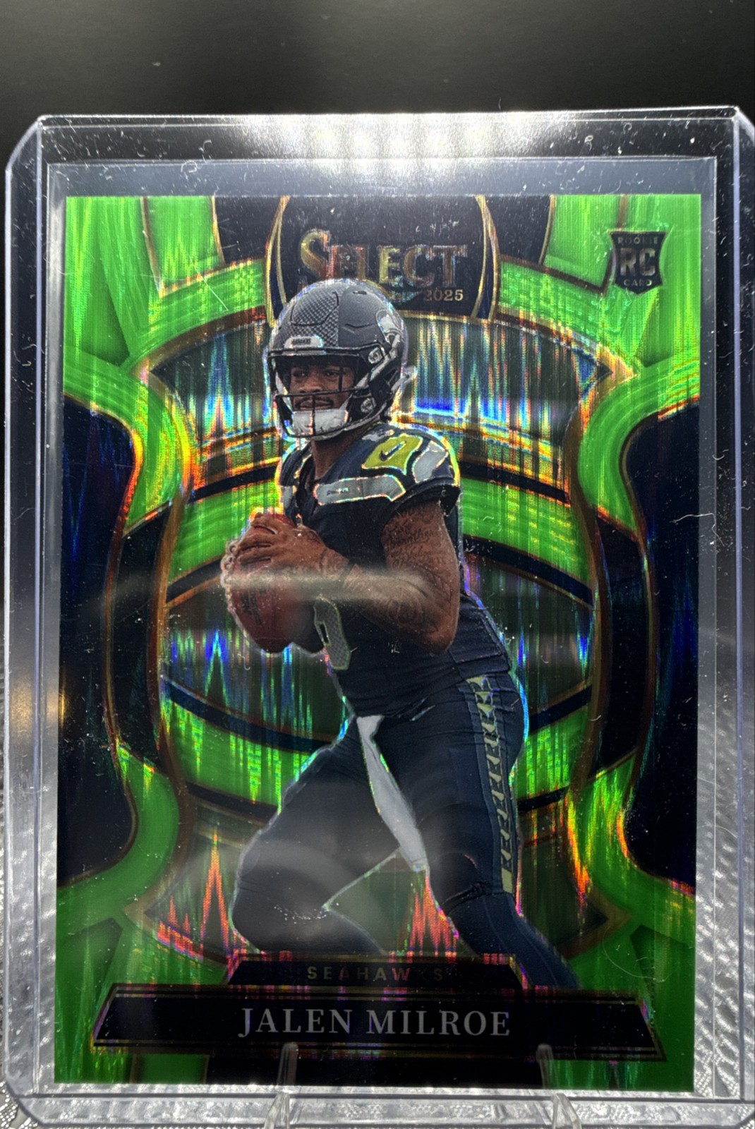 2025 Panini Select - Concourse Jalen Milroe #14 Neon Green Shock Prizm /699 (RC)
