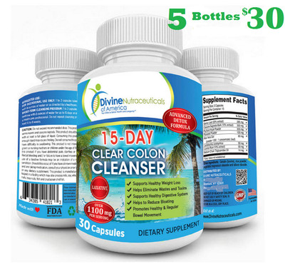 15 DAY CLEAR COLON CLEANSE Herbal Detox Formula Constipation Relief Energy Boost
