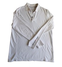 MUSTO Polo Shirt White Size Large Mens Evolution Long Sleeve UPF40 Collared