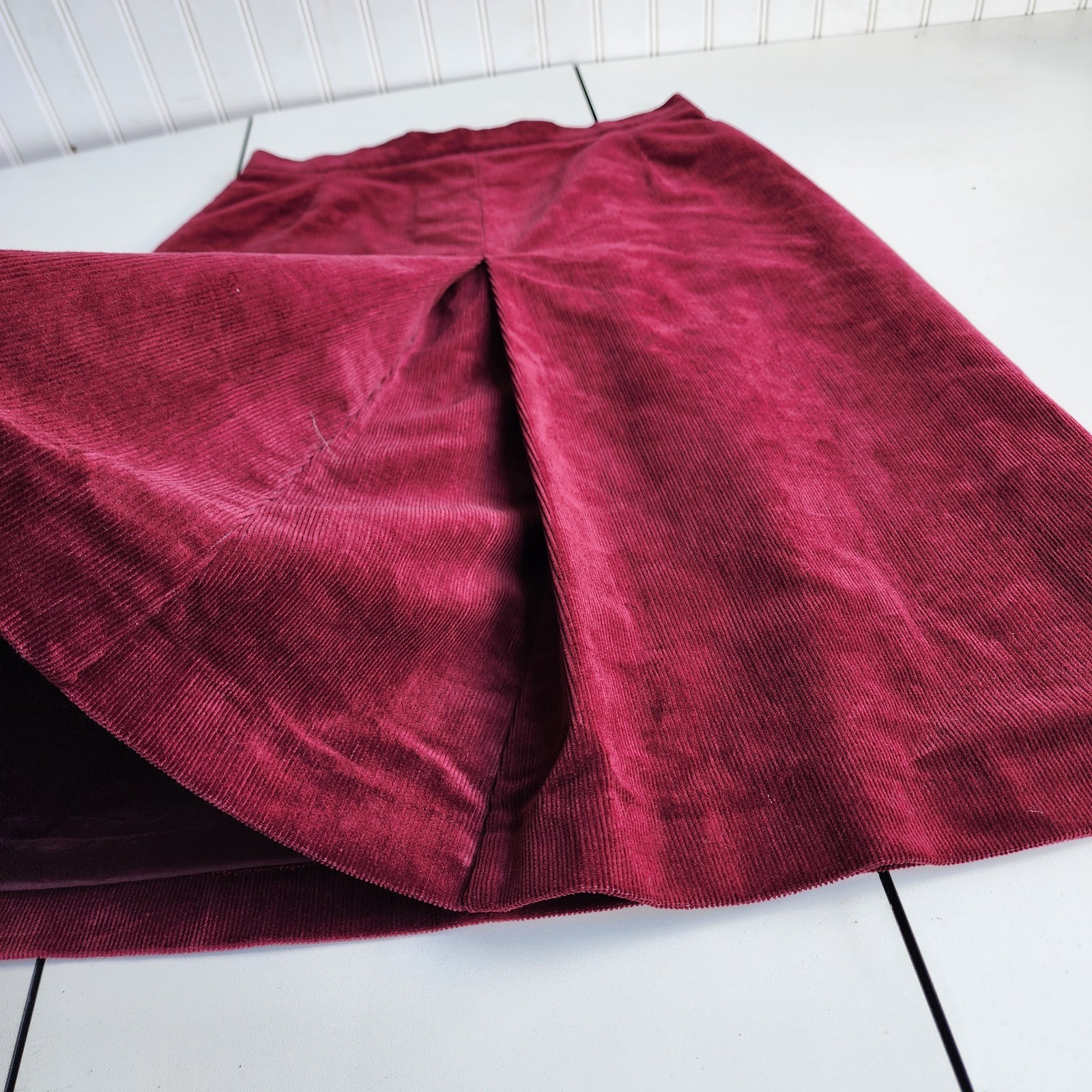 Derby of Sweden Skirt Womens Midi Burgundy Soft Curderoy Cotton Eur 38 US 6 image 4