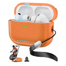 For Apple AirPods Pro 3 2025/4th Gen Shockproof PC PU Leather Stand w/Strap Case