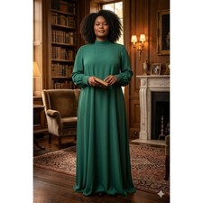 Reformation Aude Dress Forest Green High Neck Victorian Cottage Size 22 Formal