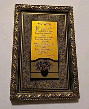 Vtg Framed Motto C & A Richards My Wife by Emma Koehler 1930 Art Deco 