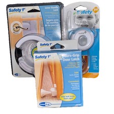 New Safety 1st Lot Of 3 Sure Grip Door,Locks Latches,  Lever Handle Lock