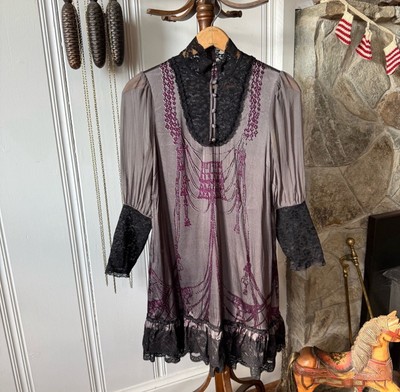 Vintage Y2K Bebe Silk & Lace Glam Goth Whimsygoth Mini Dress Small