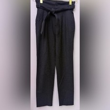 Sezane High-Waist Paperbag Trousers with Tie Belt Dark Gray Size 34