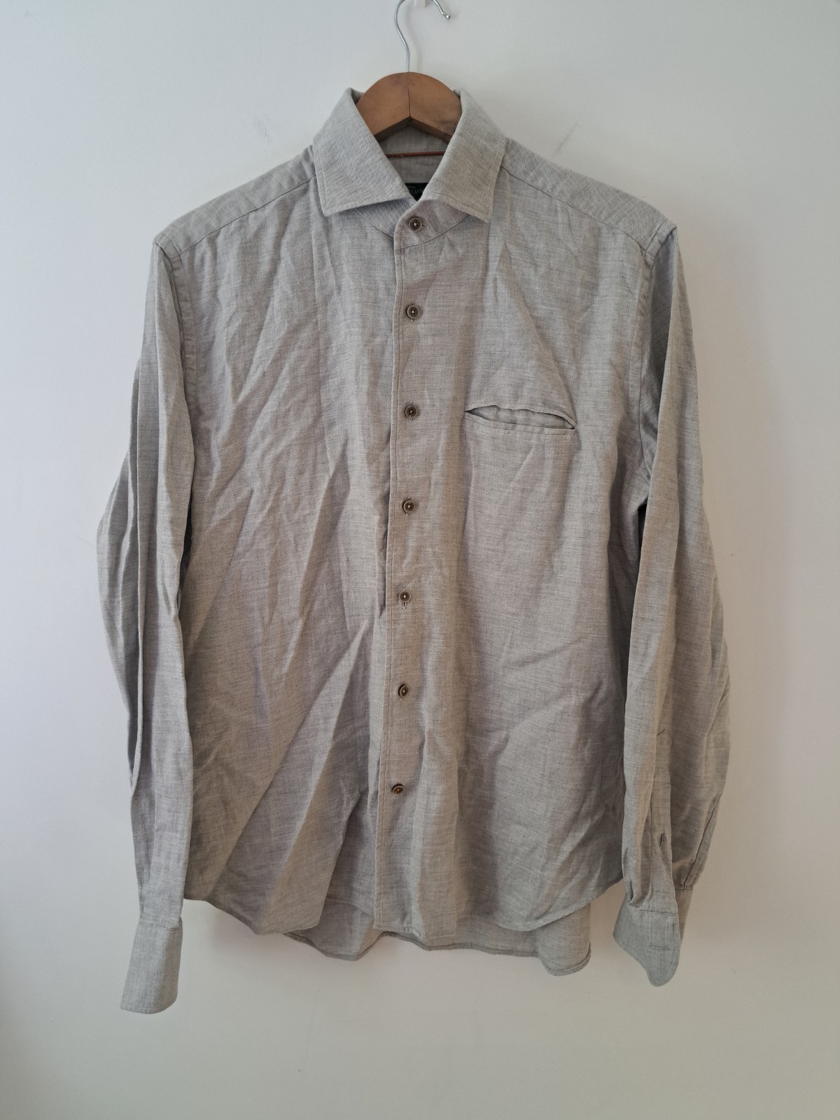 FILA Camicia Corneliani grigia UK 16 cotone spazzolato Italia Savile Row Londra elegante casual