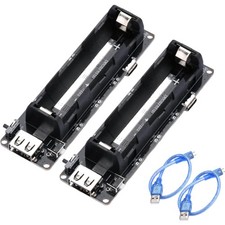 2Pcs 18650 Battery Holder Li-ion Battery with Single Compartment Support USB ...