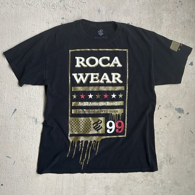 Rocawear Graphic T Shirt Mens XL Black Gold Logo Hip Hop