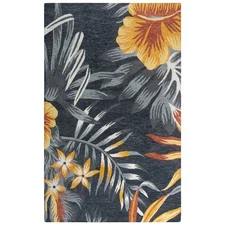 Rizzy Rugs Miramar Area Rug MIR969 Polyester Modern Charcoal Petals Rectangle
