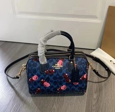 New COACH Rowan Satchel Bag In Signature Canvas With Cherry CY692 outlet Japan