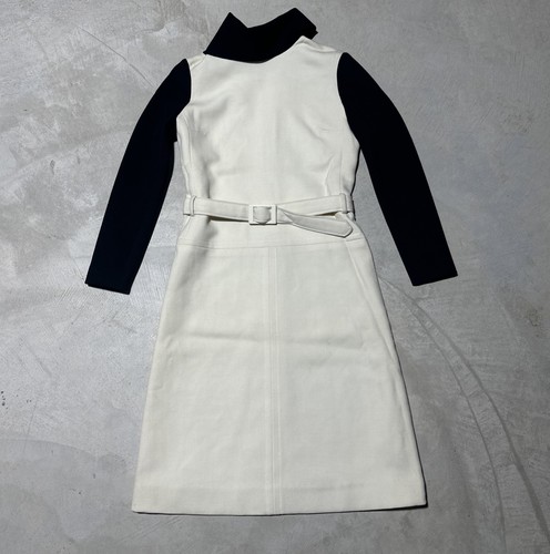 Nina Ricci, Vintage 1980s Nina Ricci Runway Cocktail Dress Belted Wool Blend SZ Small