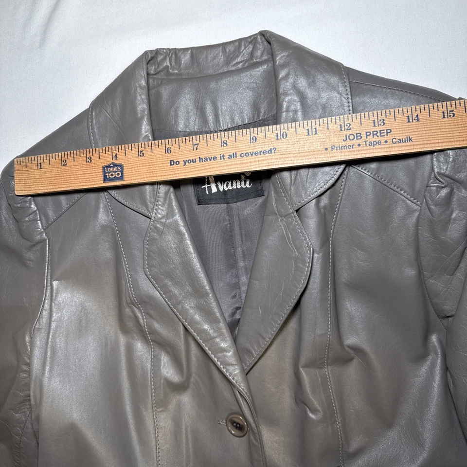 VTG Avanti Long Duster Gray Leather Trench Coat Womens 10 Belted 80s 90s EUC - Image 3 of 4