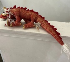 VTG FOLKMANIS Red Gold Chinese DRAGON Hand PUPPET Plush Stuffed Animal Toy 22"