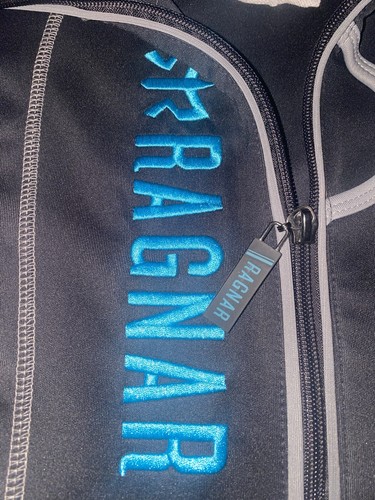 Ragnar Womens Size XL Gray Tech Jacket Athleisure Thumb Holes Turquoise Logo - Picture 3 of 7