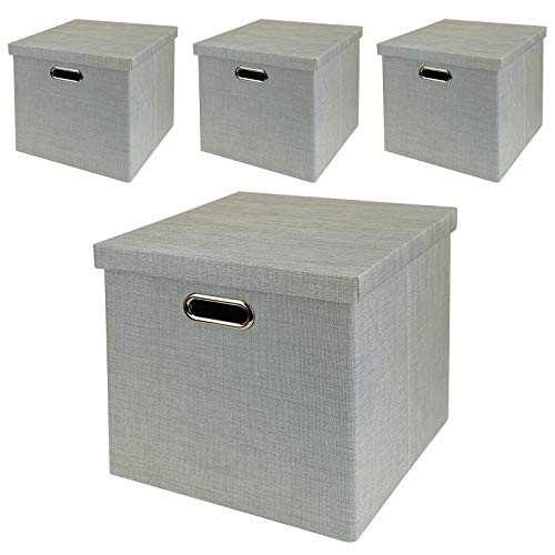 Storage Bins with Lids,13×13×13 Foldable Storage Cube Baskets Boxes Fabric-image