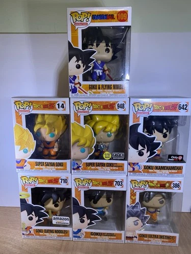 Funko Pop! Dragon Ball Z Goku Lot Set Of 7 #14, 109, 948, 642, 386, 703, 710