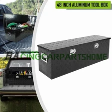 48x14x16 in Aluminum Stripes Plated Tool Box Pick Up Truck Bed RV Trailer Storag