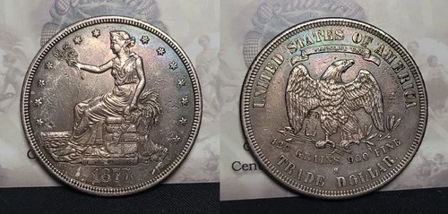 1977 S Trade Dollar $1 Cleaned, Scratches, Chop Marked