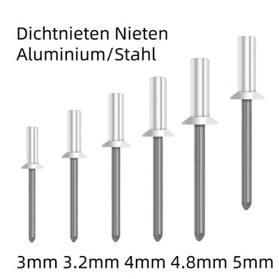 3mm bis 5mm Wasserdichte Blindnieten Alu/Stahl Dichtnieten Popnieten Nieten