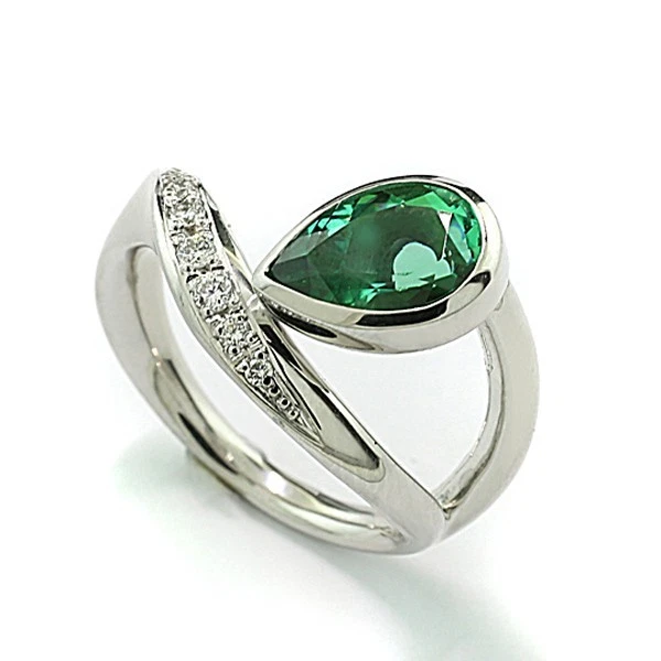 Turmalin Brillant Ring mintgrün AAA 900 Platin 11,5 gr Wert 13.000 Euro Neu