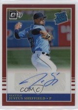 2019 Panini Donruss Optic Red Prizm 4/25 Justus Sheffield #R85-JS Auto 00jz