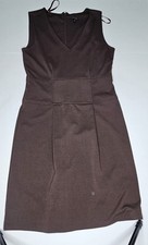 Nine West Sheath Dress Stretch V Neck Sleeveless Brown Women Sz M