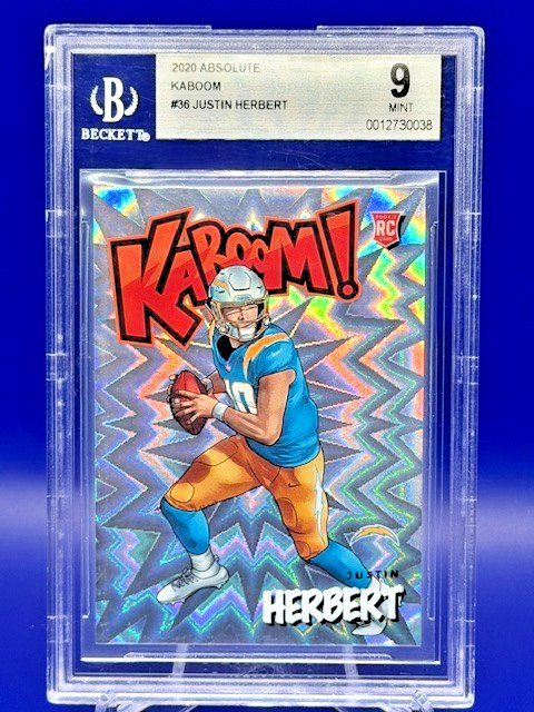 Justin Herbert (RC) 2020 Panini Absolute #36 ~ KABOOM! (#KJH2) SSP ~ BGS 9