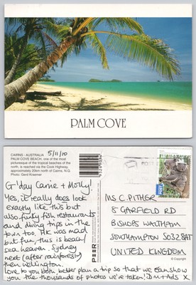 c27718 Palm Cove Beach Cairns Queensland Australien Postkarte 2010 Briefmarke