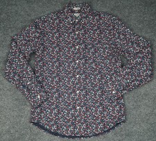 J Crew Shirt Mens Small Blue Floral Secret Wash Slim Untucked Button Down Casual