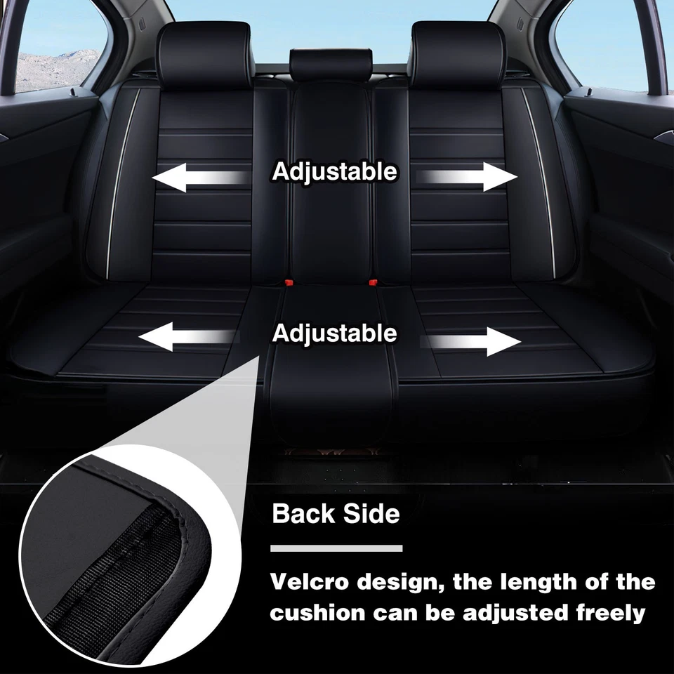 For Chevrolet Malibu Car Seat Cover Full Set Leather Front Rear Protector Pad - Image 3 of 4