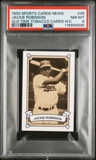 1992 SPORTS CARDS NEWS OLD TIME TOBACCO CARDS HAND CUT #45 JACKIE ROBINSON PSA 8