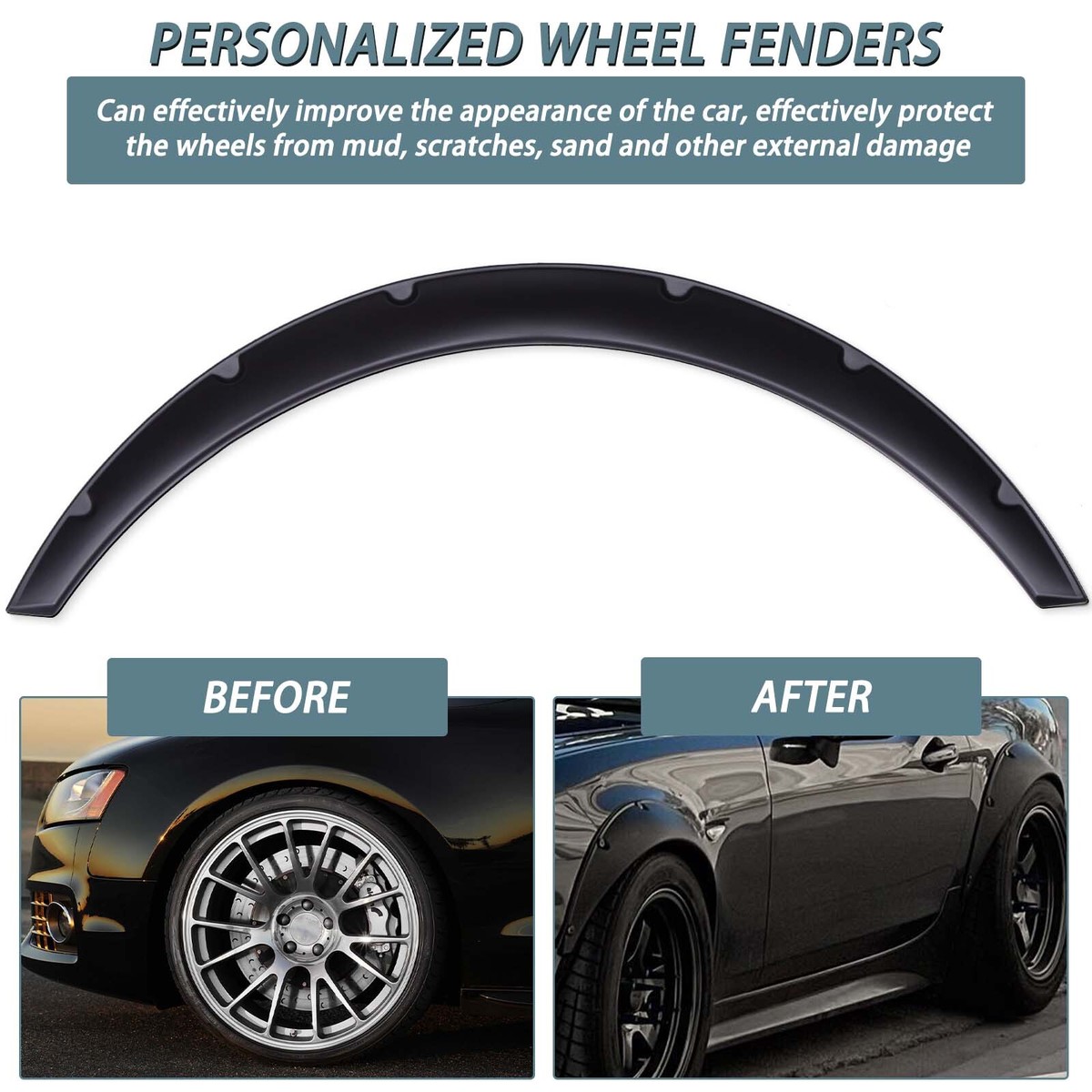 CGEAMDY 4PCS Car Fender Flares - Mudguard Extension Trim For Wheel Arch Protection