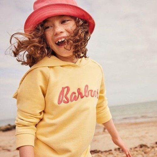 NWT Barbour Yellow Logo Hoodie Embroidery | Girls Small Athleisure Cotton - Picture 3 of 7