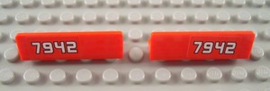 LEGO-Pair-of-Red-1x4x1-039-7942-039-Decorated-Panels