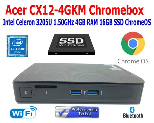 ACER CX12-4GKM CHROMEBOX CELERON 3205U 1.50GHz 4GB RAM 16GB SSD CHROME OS - Picture 1 of 9