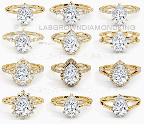 GIA 5.33 Pear Lab Grown Diamond For Engagement Ring H VS2 - Picture 7 of 11