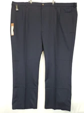 Haggar Cool 18 Pleated Pants Classic Fit 58x32 BT Navy Office Neutral Staple