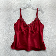 Y2K Vintage Camisole Top M Medium Red Satin Lace Coquette Victorian Edwardian
