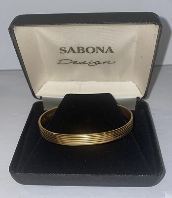 Sabona of London Gold Plated Classic Design Bracelet/Cuff 6  Costume Jewelry
