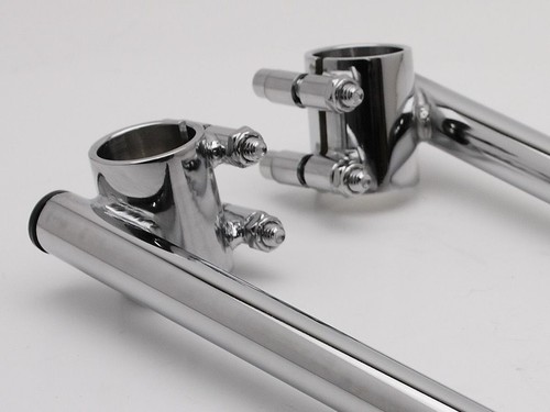 Clip-ons On Handlebars 7/8" 35mm Classic Chrome - Cafe Bobber Vintage Custom - Picture 6 of 11