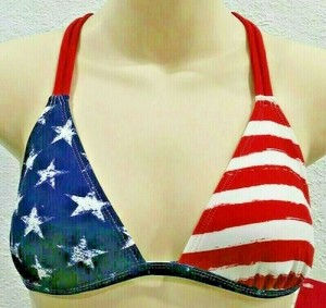 red white and blue strappy bikini