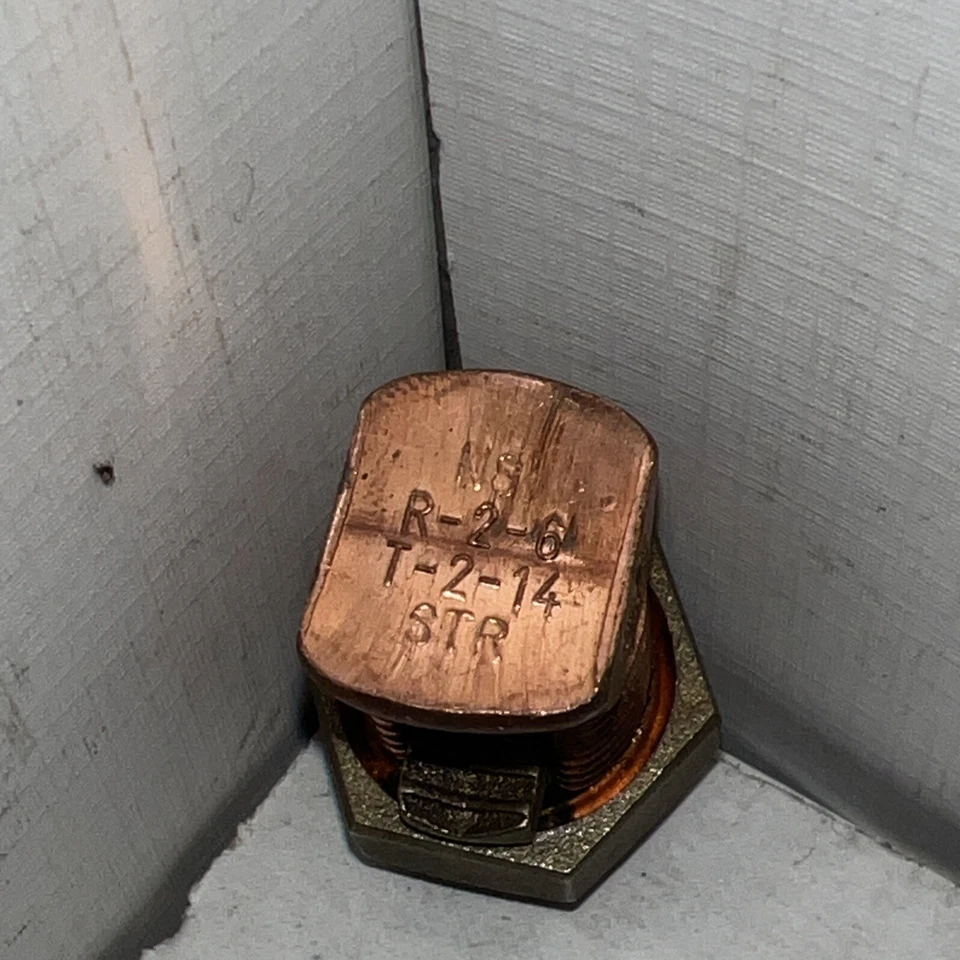 -Conector de perno dividido - Fuerza máxima - Alambres de cobre calibre tamaño 2 - Tuerca de bronce Foto 3 de 3