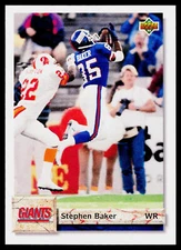Stephen Baker, 1992 Upper Deck Football Card, #124, New York Giants,