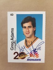 Greg Adams Mohawk Canucks 1990 Autograph Card Signed Hockey