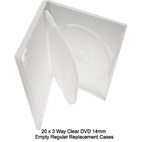 3 Way Triple Clear DVD 14mm Holds 3 Discs Empty Replacement Regular Case LOT - Afbeelding 25 van 38