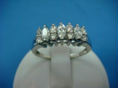 2CT Marquise Cut Lab Created Diamond Wedding Band Ring 14K White Gold ...