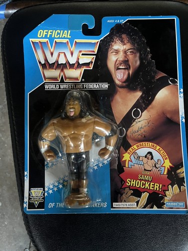 1992 WWF Hasbro moc headshrinker Samu figure, card...